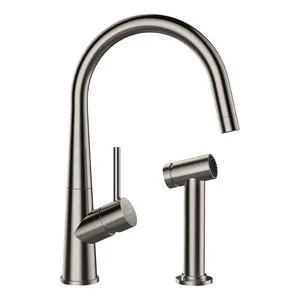 ברז מטבח עם פיה מסתובבת 360 מזלף נפרד נירוסטה מוברשת - קונוס פרו 528006EDM גומא