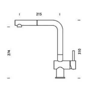 ברז מטבח אפוס פורו נשלף פיה מסתובבת שחור מט מגורען 540127PUR גומא