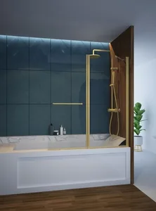 אמבטיון 120 דופן קבועה ודלת IN/OUT זהב BATH2806 פורום