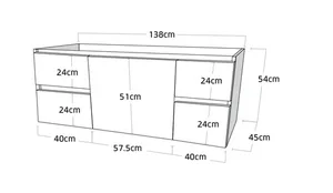 ארון תלוי 140/45 ס"מ דגם ארז ניגא