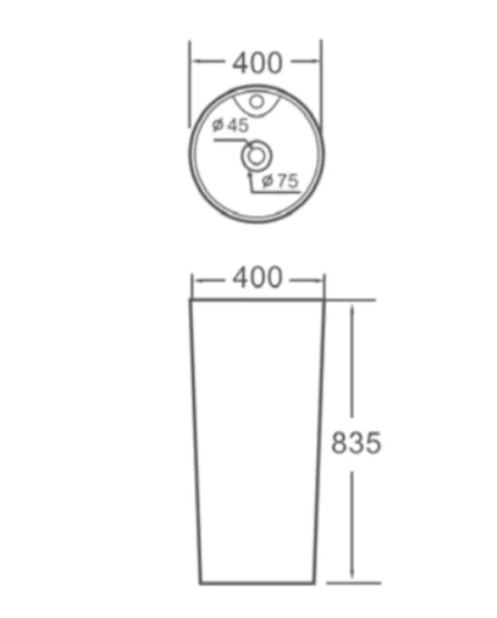 כיור חרס עומד 40X40 ס"מ ללא חור לברז זהב מט 9608MGL סיוון אופיר
