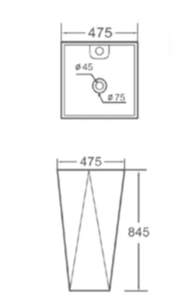 כיור חרס עומד 47.5X47.5 ס"מ אפור מעוצב 9601GS סיוון אופיר