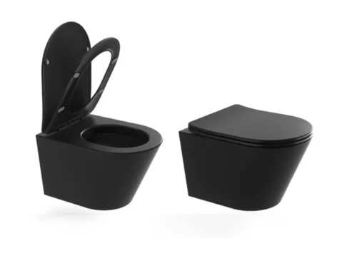 אסלה חרס תלויה 55X36X35 ס"מ דגם טורנדו - TORNADO שחור מט TO4MB סיוון אופיר