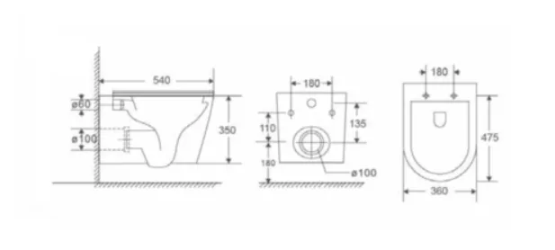 אסלה חרס תלויה 54/36/36 ס"מ מוקה מט TO3MK סיוון אופיר