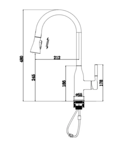 ברז מטבח נשלף 2 מצבי זרימה רוז גולד מט 1025RG סיוון אופיר