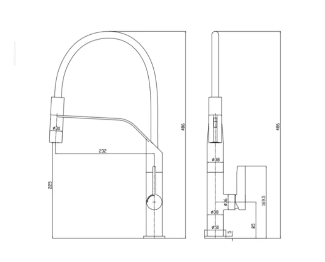 ברז מטבח נשלף 2 מצבי זרימה שחור מט 1029B סיוון אופיר