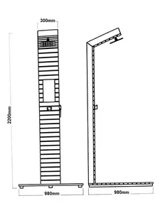 מערכת רחצה יוקרתית לגינה מעץ מלא עם אינטרפוץ ראש טוש מזלף צינור ומעמד לתמרוקים 5006 סיוון אופיר