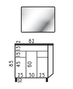 ארון עומד דגם קנקון - CANCUN עומק 47 ס"מ עם כיור סקיני חרס לבן 82 ס"מ סניטק