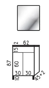 ארון עומד דגם קיריוס - KIRIOUS עומק 47 ס"מ עם כיור סקיני חרס לבן 62 ס"מ סניטק