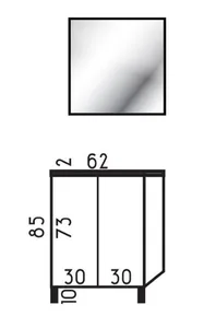 ארון עומד דגם קאשי - KASHI עומק 47 ס"מ עם כיור סקיני חרס לבן 62 ס"מ סניטק