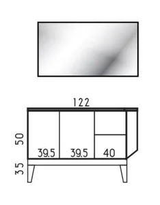 ארון תחתון דגם קסקטה - CASCATA עם כיור סקיני חרס לבן 122 ס"מ סניטק