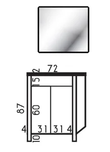 ארון עומד דגם אגנס - AGNES עומק 47 ס"מ עם כיור סקיני חרס לבן 72 ס"מ סניטק