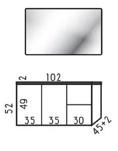 ארון תלוי דגם פרגוס - PARGUS עומק 47 ס"מ עם כיור סקיני חרס לבן 102 ס"מ סניטק