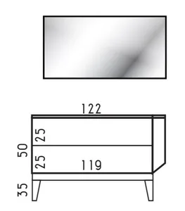 ארון תחתון דגם סבסטיאן - SEBASTIAN עם כיור סקיני חרס לבן 122 ס"מ סניטק