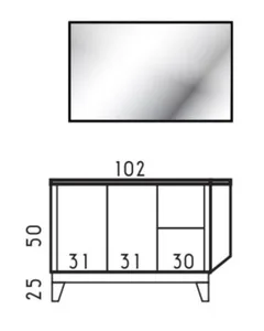 ארון תחתון דגם קאזה - KAZA עם משטח בוצ'ר 102 ס"מ סניטק