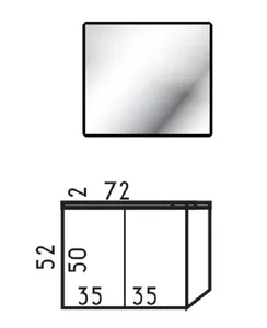 ארון תלוי דגם דומוס - DOMUS עומק 47 ס"מ עם כיור סקיני חרס לבן 72 ס"מ סניטק