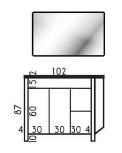 ארון עומד דגם אגנס - AGNES עומק 47 ס"מ עם כיור סקיני חרס לבן 102 ס"מ סניטק