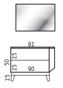 ארון תחתון דגם פסקל - PASCAL עם משטח עליון קוריאן לבן מט 92 ס"מ סניטק