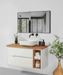 ארון תלוי דגם פרדי - FREDDY עומק 47 ס"מ עם כיור סקיני חרס לבן 102 ס"מ סניטק