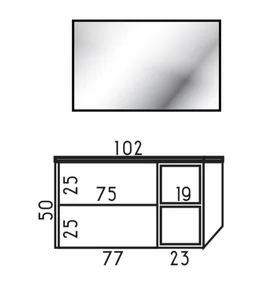 ארון תלוי דגם פרדי - FREDDY עומק 47 ס"מ עם כיור סקיני חרס לבן 102 ס"מ סניטק