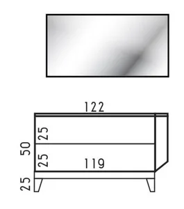 ארון תחתון דגם פסקל - PASCAL עם משטח עליון קוריאן לבן מט 122 ס"מ סניטק