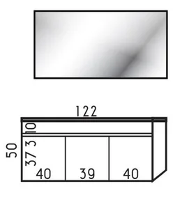 ארון תלוי דגם שאנל - CHANNEL עומק 47 ס"מ עם כיור סקיני חרס לבן 122 ס"מ סניטק