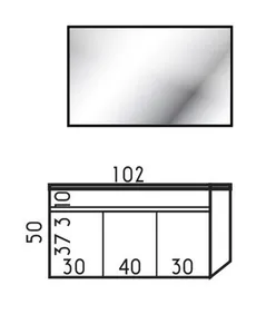 ארון תלוי דגם שאנל - CHANNEL עומק 40 ס"מ עם כיור רובי חרס לבן 102 ס"מ סניטק