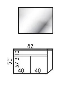 ארון תלוי דגם שאנל - CHANNEL עומק 40 ס"מ עם כיור רוביי חרס לבן 82 ס"מ סניטק