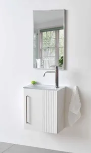 ארון תלוי דגם סנדרה - SANDRA עומק 26 ס"מ עם משטח בוצ'ר + כיור זכוכית אינטגרלי 43 ס"מ סניטק