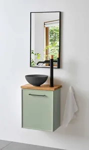 ארון תלוי דגם אוסקר - OSCAR עומק 26 ס"מ עם משטח בוצ'ר + כיור בוטיק לבן מבריק 43 ס"מ סניטק