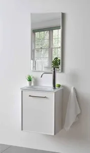 ארון תלוי דגם המילטון - HAMILTON עומק 26 ס"מ עם כיור זכוכית אינטגרלי 43 ס"מ סניטק