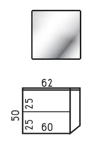 ארון תלוי דגם פנדור - PANDOR עומק 40 ס"מ עם כיור רובי חרס לבן 62 ס"מ סניטק