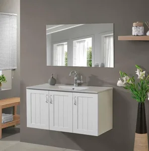 ארון תלוי דגם סליידר - SLIDER עומק 40 ס"מ עם כיור רובי חרס לבן 92 ס"מ סניטק