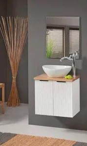 ארון תלוי דגם טומי - TOMMY מידה 55 ס"מ כיור נורית לבן מבריק סניטק