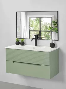 ארון תלוי דגם גאלה - GALLA עומק 47 ס"מ עם כיור סקיני חרס לבן 102 ס"מ סניטק