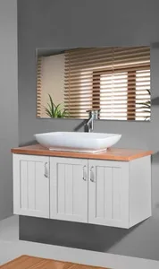 ארון תלוי דגם סליידר - SLIDER עומק 47 ס"מ עם כיור סקיני חרס לבן 102 ס"מ סניטק