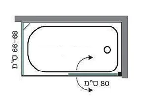 אמבטיון שחור פרנק 80 חזית 80 ס"מ +דופן צד 66-68 ס"מ FRANK 80 סניטק