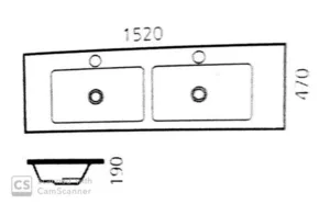 כיור רחצה סקיני 150X47X19 ס"מ כפול SKINNY סניטק