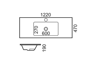כיור אינטגרלי 122X47 ס"מ קוריאן לבן מט KORIAN סניטק