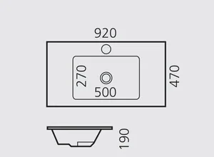 כיור רחצה אינטגרלי סקיני 92X47X19 ס"מ לבן מבריק SKINNY סניטק