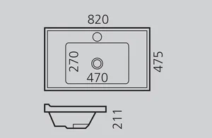 כיור אינטגרלי 82X47.5 ס"מ דגם לואי לבן מבריק LOUI סניטק