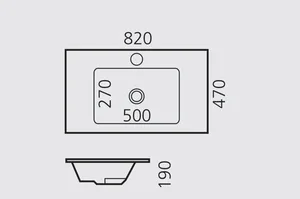 כיור רחצה אינטגרלי סקיני 82X47X19 ס"מ לבן מבריק SKINNY סניטק