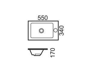כיור רחצה אינטגרלי סקיני 55X34X17 ס"מ לבן מבריק SKINNY סניטק