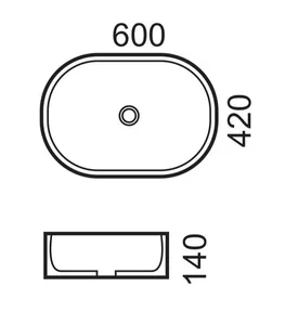 כיור מונח 60X42 ס"מ מימוזה שחור מט MIMOZA סניטק