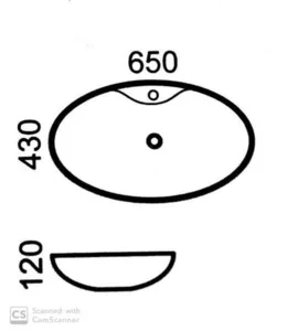 כיור מונח 65X43 ס"מ היפ HIP לבן סניטק