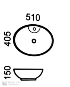 כיור מונח 51X40.5 ס"מ אדריאן ADRIAN לבן סניטק