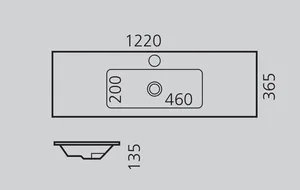 כיור אינטגרלי 122X36.5 ס"מ טוי לבן מבריק TOY סניטק