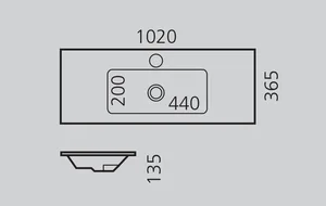 כיור אינטגרלי 102X36.5 ס"מ טוי לבן מבריק TOY סניטק