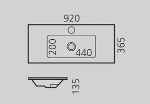 כיור אינטגרלי 92X36.5 ס"מ טוי לבן מבריק TOY סניטק