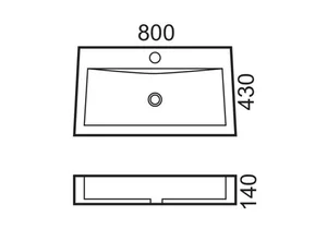 כיור מונח/תלוי 80X43 ס"מ דרים לבן מבריק DREAM סניטק